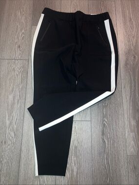 Lane Bryant Black Jogger Pants with White Side Stripe